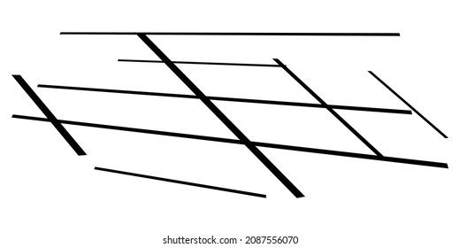 3d spatial grid, mesh, grating and lattice abstract geometric shape, element. Intersecting lines in perspective