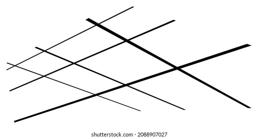 3d spatial grid, mesh, grating and lattice abstract geometric shape, element. Intersecting lines in perspective