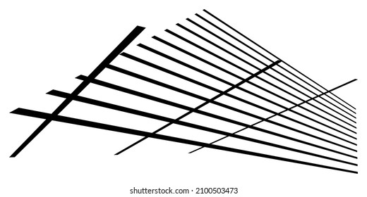 3d spatial grid, mesh, grating and lattice abstract geometric shape, element. Intersecting lines in perspective