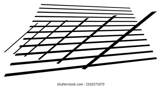 3d rejilla espacial, malla, grapa y forma geométrica abstracta de entramado, elemento. Intersección de líneas en perspectiva