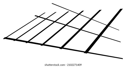 3d spatial grid, mesh, grating and lattice abstract geometric shape, element. Intersecting lines in perspective