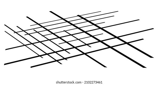3d spatial grid, mesh, grating and lattice abstract geometric shape, element. Intersecting lines in perspective