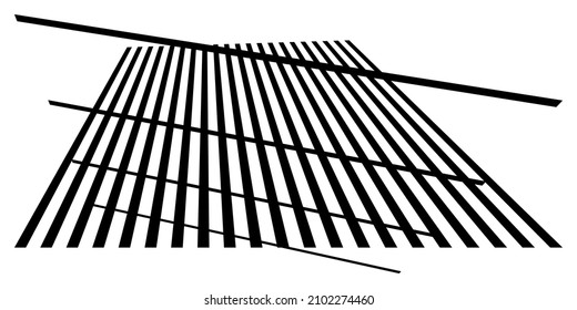 3d spatial grid, mesh, grating and lattice abstract geometric shape, element. Intersecting lines in perspective