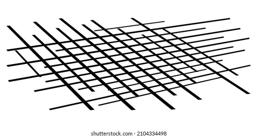 3d spatial grid, mesh, grating and lattice abstract geometric shape, element. Intersecting lines in perspective