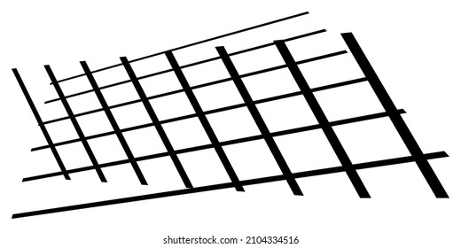 3d spatial grid, mesh, grating and lattice abstract geometric shape, element. Intersecting lines in perspective