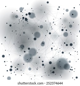 3d spatial lattice covering, complicated op art background with smudge dots and geometric shapes, eps10. Science and technology theme. Abstract network, web backdrop.