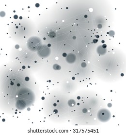 3d spatial lattice covering, complicated op art background with smudge dots and geometric shapes, eps10. Science and technology theme. Abstract network, web backdrop.