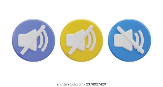 3d speaker mute icon no sound icon set