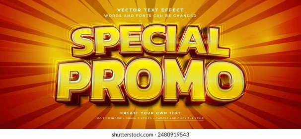 Efecto de texto de promoción especial 3D, estilo gráfico de Vector