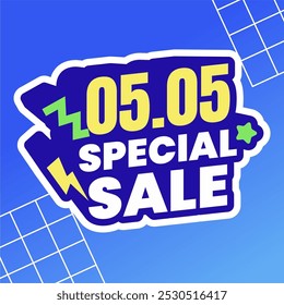 3D Special Sale Banner 05.05 Design with Bright Colors and Lightning Icons