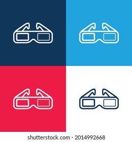 3d Spectacles For Cinema blue and red four color minimal icon set