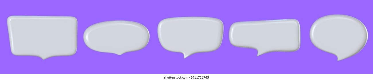 3d globo de voz establecido para texto. Nube para la charla de mensajes. Cuadro de diálogo Hablar. 3 d representación vectorial.