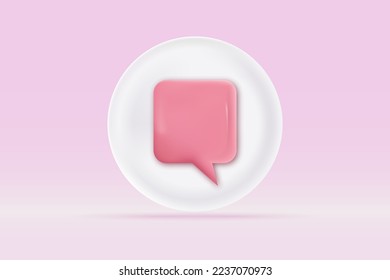3d speech bubble with app symbol Isolated on light rose background. Realistic social media chat 3d vector rendering illustration.