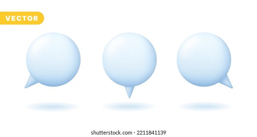 3D Speech Bubble Balloon Element for Conversation Comic Talking Speaking Message Text Decoration Round Sphere Shape Sign Symbol Icon Various Style Set Collection Vector Illustration