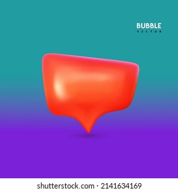 3d Speech bubble colored. Glossy speech bubble high quality vector. 3d realistic talking cloud. Shiny cloud foam. Vector illustration. Isolated on white background.