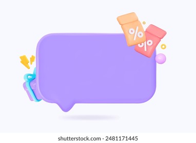 3d speech bubble with an empty space for text. Special offer price sign.