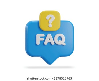 3d speech bubble with FAQ icon vector illustration