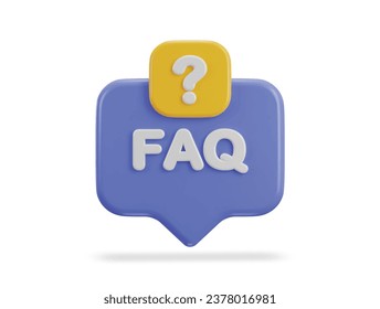 3d speech bubble with FAQ icon vector illustration