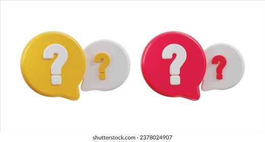 3d speech bubble FAQ icon set