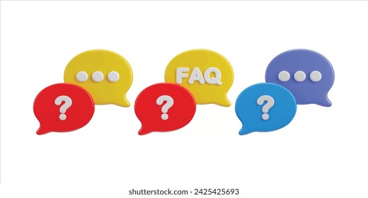 3d speech bubble with FAQ icon vector illustration set