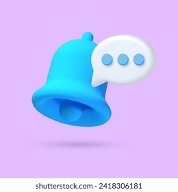 3D speech bubble icon with alert notice. Symbol of feedback, new messages, chatting or comment. 3d bubble Vector illustration