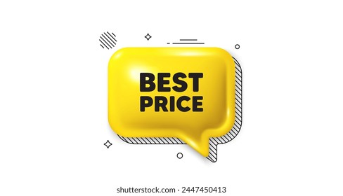 3d speech bubble icon. Best Price tag. Special offer Sale sign. Advertising Discounts symbol. Best price chat talk message. Speech bubble banner. Yellow text balloon. Vector