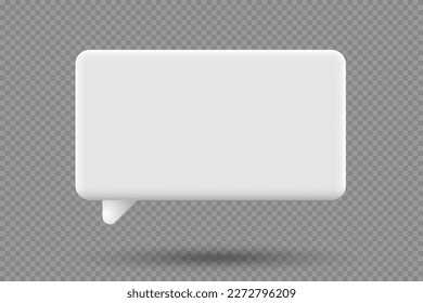 3d speech bubble icon. 3d chat icon. Chat message icon. White text box. Blank white speech bubble pin. Vector illustration