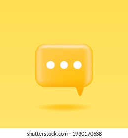 3D speech bubble icon design, isolated on yellow background. Typing in a chat icon. Vector illustration.