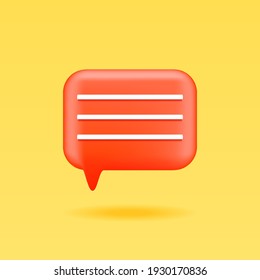 3D speech bubble icon design, isolated on yellow background. Group chat icon. Vector illustration.