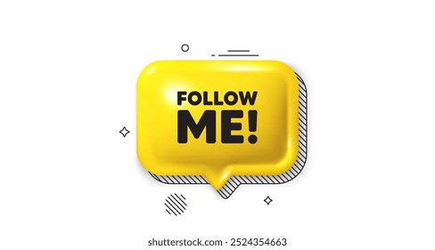 3d speech bubble icon. Follow me tag. Special offer sign. Super offer symbol. Follow me chat talk message. Speech bubble banner. Yellow text balloon. Vector