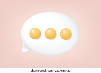 3D speech bubble icon isolated on white background. 3D Chat icon. Social network communication concept. 3D vector illustration.