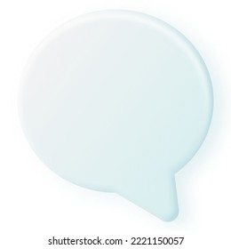 3D speech bubble icon isolated on white background. 3D chat sign. White and light mint speech bubble, social media chat message icon. Empty text bubble, comment, dialogue balloon.