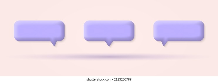 3d Speech bubble icon set. Chat box collection. Talk, text message, dialog  banners. Vector illustration.