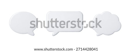 3D speech bubble icon set isolated on white background for chat and communication concepts. Speech bubble icon set in clean minimal style shows chat, dialogue, message and communication for apps