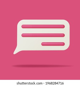 Icono de burbuja de voz 3d. Comunicación de redes sociales, símbolo de signo de comentarios, mensaje. Ilustración del vector