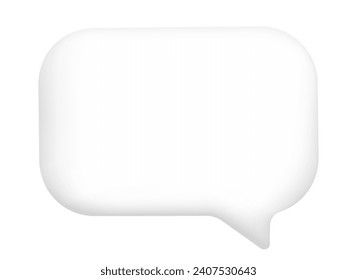 3d speech bubble icon. Text box. White chat bubble on transparent background. Social media messaging concept. Vector illustration