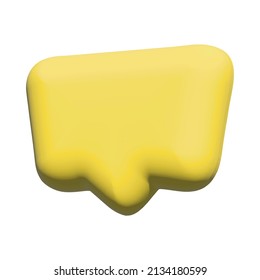 Icono de burbuja de voz 3d. Burbuja de voz amarilla 3d, nube de diálogo e icono de charla en blanco para texto. Icono de mensaje vacío. Vector