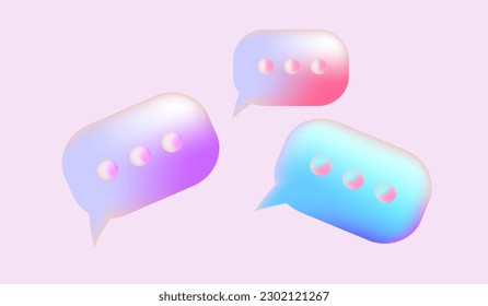 3D-Sprechblase-Symbole für Chat in sozialen Medien. Chatting und Nachrichtensymbol. 3D-Darstellung von Vektorgrafik.
