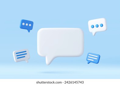 3D speech bubble icons isolated on background. 3D symbol for chat on social media. Chatting box, message box. 3d rendering. Vector illustration