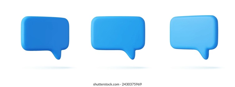 3D speech bubble icons, isolated on white background. 3D Chat icon set. Chatting box, message box. 3d rendering. Vector illustration