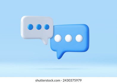 3D speech bubble icons isolated on background. 3D symbol for chat on social media. Chatting box, message box. 3d rendering. Vector illustration