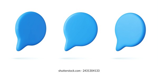 Iconos de burbujas de voz 3D, aislados sobre fondo blanco. Conjunto de iconos de chat 3D. Cuadro de diálogo, cuadro de mensaje. renderizado 3d. Ilustración de vector