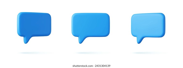 3D speech bubble icons, isolated on white background. 3D Chat icon set. Chatting box, message box. 3d rendering. Vector illustration