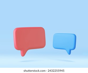 3D speech bubble icons isolated on background. 3D symbol for chat on social media. Chatting box, message box. 3d rendering. Vector illustration