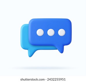 3D speech bubble icons isolated on background. 3D symbol for chat on social media. Chatting box, message box. 3d rendering. Vector illustration