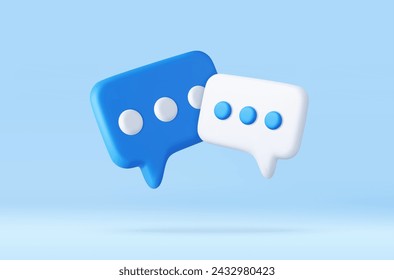 3D speech bubble icons isolated on background. 3D symbol for chat on social media. Chatting box, message box. 3d rendering. Vector illustration