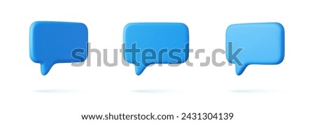 3D speech bubble icons, isolated on white background. 3D Chat icon set. Chatting box, message box. 3d rendering. Vector illustration