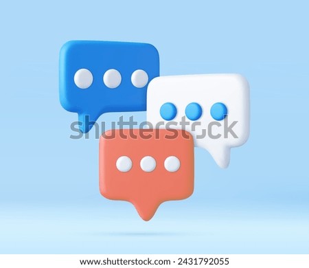 3D speech bubble icons isolated on background. 3D symbol for chat on social media. Chatting box, message box. 3d rendering. Vector illustration