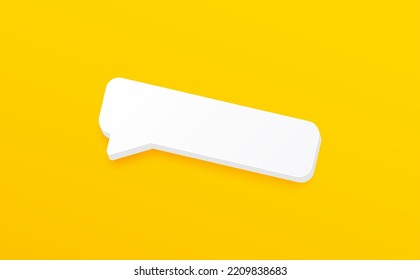 3D speech bubble icons on a yellow background. Minimal blank 3d chat boxes sign. 3d vector illustration.