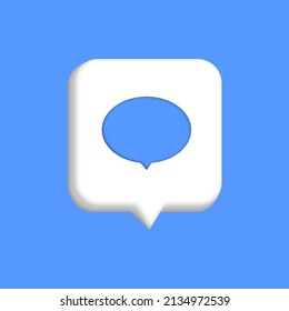 3D speech bubble icons. Realistic 3D chat, talk, messenger, communication, dialogue bubble icon. Vector illustration square, circle and rectangle chat box. Banner, sticker, tag, badge template.